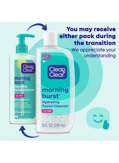 Clean & Clear Clean & Clear Morning Burst Oil-Free Hydrating Facial Cleanser with BHA, Cucumber & Aloe Extracts, Face Wash Gently Removes Oil & Pore Clogging Impurities, 8 fl. oz  - Image 2