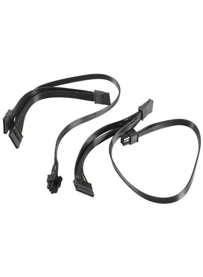 2 Pack 6 Pin To 3x SATA Module Wire For EVGA G G2G3 G5 GP GM P2 T2 Series-Color:6PIN To SATAx3-Length:40cm+15cm+15cm 