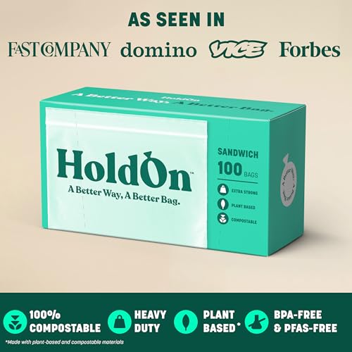 HoldOn Zipseal Sandwich Bags Compostable PFOAFree BPAFree FoodSafe Zip Seal Food Storage Bags With Secure Seal for Home Travel Freezersafe 2Pack 200 bags total - Image 5