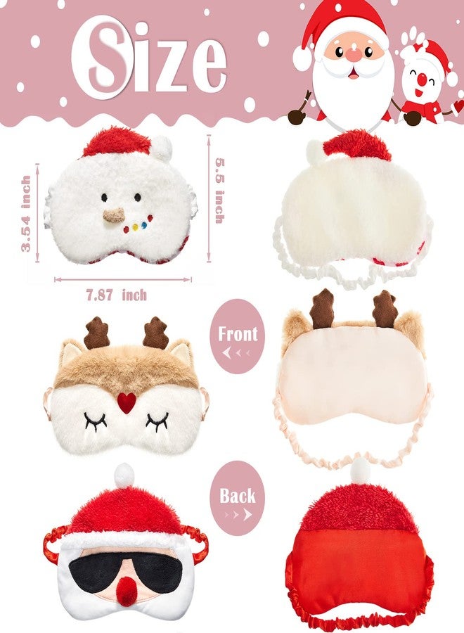 Geyoga 3 Pieces Christmas Eye Masks for Boys and Girls Sleeping Mask for Kids Sleep for Christmas, Santa Snowman Reindeer Cute Soft Plush Blindfold Gifts for Children Family Party Present - Image 2