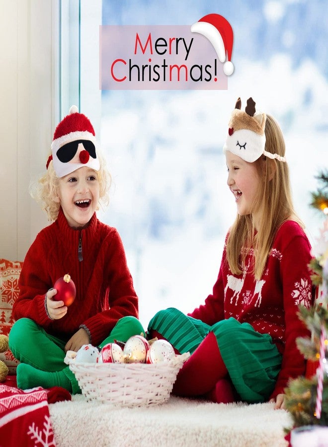 Geyoga 3 Pieces Christmas Eye Masks for Boys and Girls Sleeping Mask for Kids Sleep for Christmas, Santa Snowman Reindeer Cute Soft Plush Blindfold Gifts for Children Family Party Present - Image 5