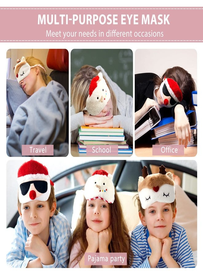 Geyoga 3 Pieces Christmas Eye Masks for Boys and Girls Sleeping Mask for Kids Sleep for Christmas, Santa Snowman Reindeer Cute Soft Plush Blindfold Gifts for Children Family Party Present - Image 4