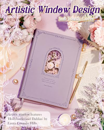 hi!SCI Thick Journal for Women & Girls, 360 Pages A5 Writing Journaling Notebook with Paintings, Women Journal for Writing, Vintage Journal with Gift Box & Pen for Girls Gift Ideas (Lavender Purple) - Image 5