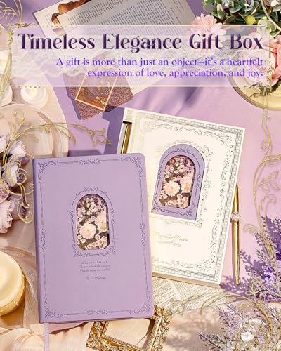 hi!SCI Thick Journal for Women & Girls, 360 Pages A5 Writing Journaling Notebook with Paintings, Women Journal for Writing, Vintage Journal with Gift Box & Pen for Girls Gift Ideas (Lavender Purple) - Image 2