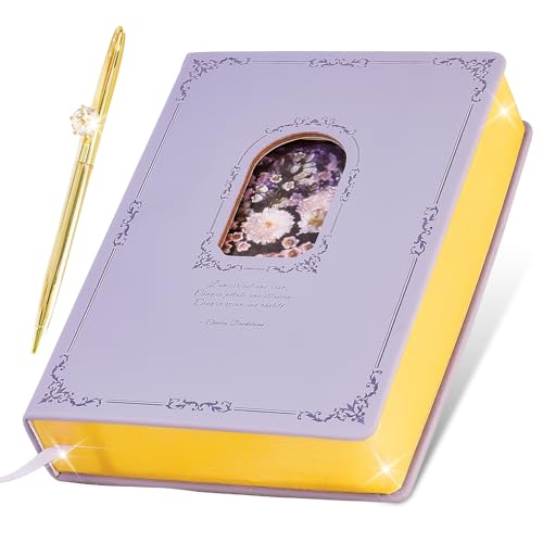 hi!SCI Thick Journal for Women & Girls, 360 Pages A5 Writing Journaling Notebook with Paintings, Women Journal for Writing, Vintage Journal with Gift Box & Pen for Girls Gift Ideas (Lavender Purple) - Image 1