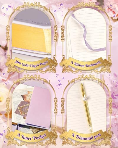 hi!SCI Thick Journal for Women & Girls, 360 Pages A5 Writing Journaling Notebook with Paintings, Women Journal for Writing, Vintage Journal with Gift Box & Pen for Girls Gift Ideas (Lavender Purple) - Image 4