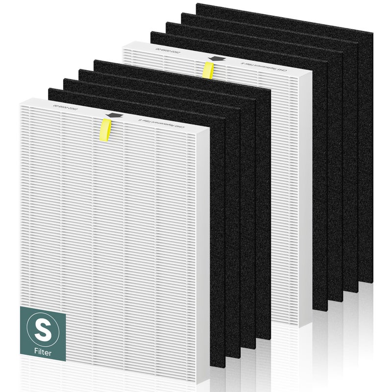 فلتر HEPA بديل C545 الحقيقي متوافق مع جهاز تنقية الهواء Winix C545 1712009600 و 2522005800 2 x فلتر HEPA H13 8 x فلاتر كربون نشط