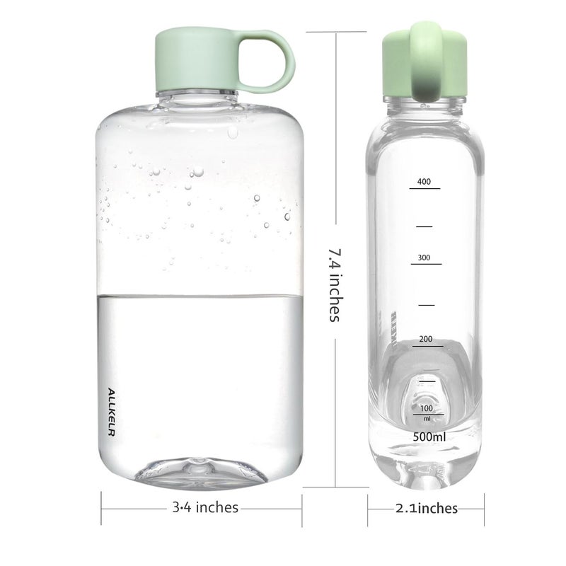 ALLKELR Portable Flat Water Bottle  BPA Free Tritan Plastic Travel Water Bottle for Camping  Fitness  Outdoor Sports  Fits Purse and Pocket (Green  16.9 oz) - Image 2