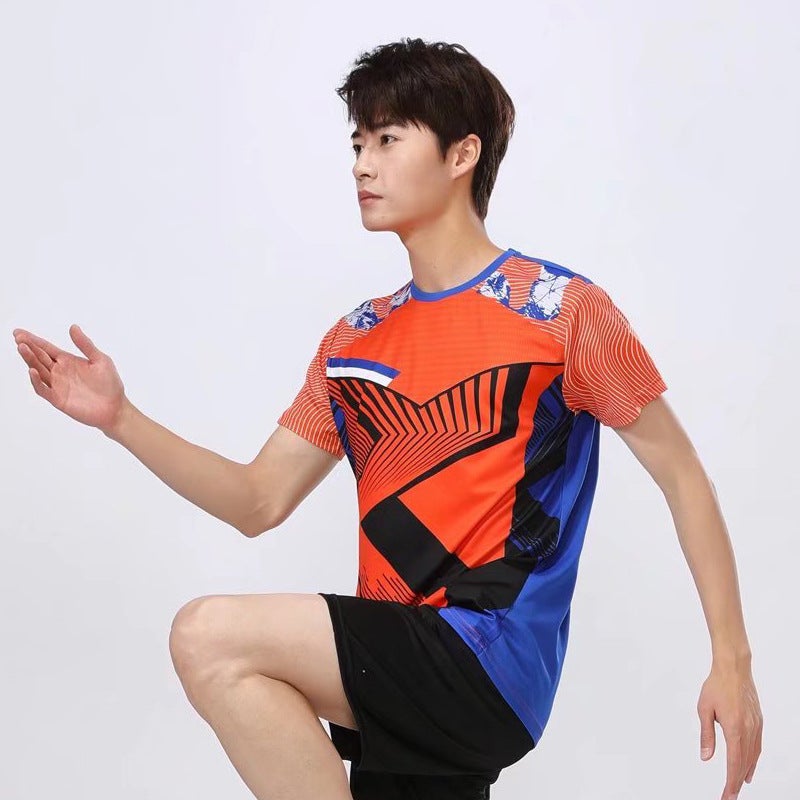 Generic New Badminton Set Unisex Short Sleeve Summer Men's orange top