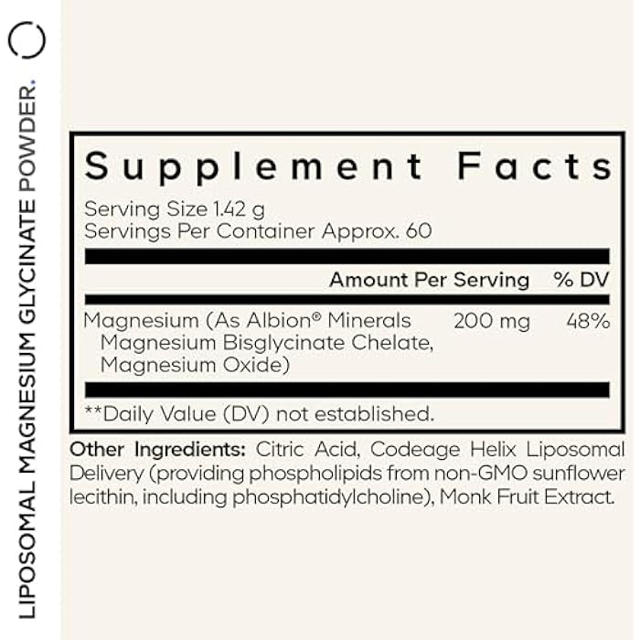 Codeage Magnesium Glycinate Powder Supplement, 2-Month Supply, Bisglycinate Magnesium Chelate, Unflavored, Liposomal Delivery, Chelated Magnesium Powder Mineral, Non-GMO Vegan, 3 oz - Image 2