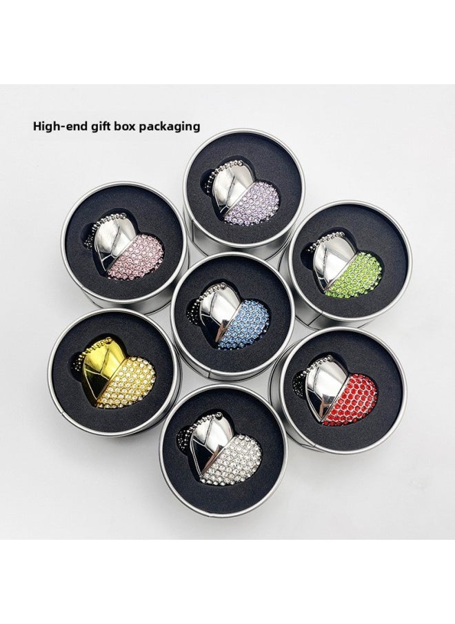 Crystal USB Flash Disk Brick-inlaid Heart-shaped USB Flash Disk 32G Creative Jewelry 64G Brick Gift USB Flash Disk High Speed 3.0logo-Color:Gold-Capacity:8GB  - Image 2