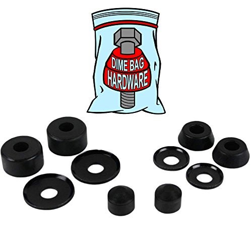 Dime Bag Hardware Skateboard Truck Rebuild Kit Bushings Washers Pivot Cups for 2 Trucks (98A Black) - Image 1