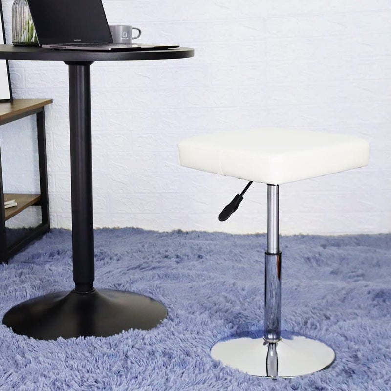 FURWOO White Square Salon Stool - Height Adjustable Step Stool for Vanity,Manicure,Shop,Barber Home Office,Small - Image 2