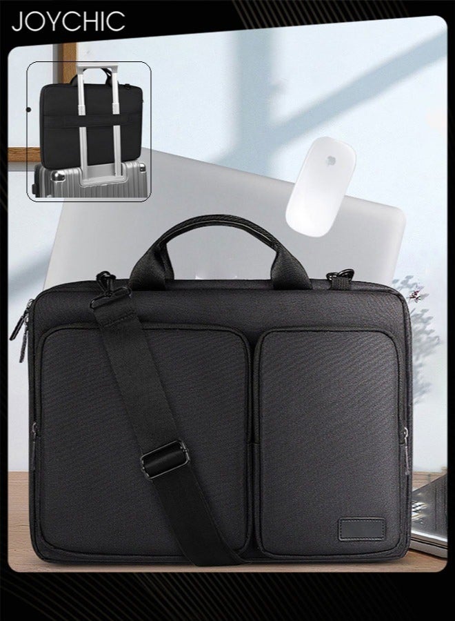 Joychic حقيبة كتف واقية بزاوية 360° لحاسوب لوحي بسعة كبيرة، حقيبة حمل مع جيب أمامي، حقيبة لابتوب عمودية مقاومة للماء تناسب 14.1 بوصة للرجال والنساء للعمل والمدرسة والسفر - Image 2