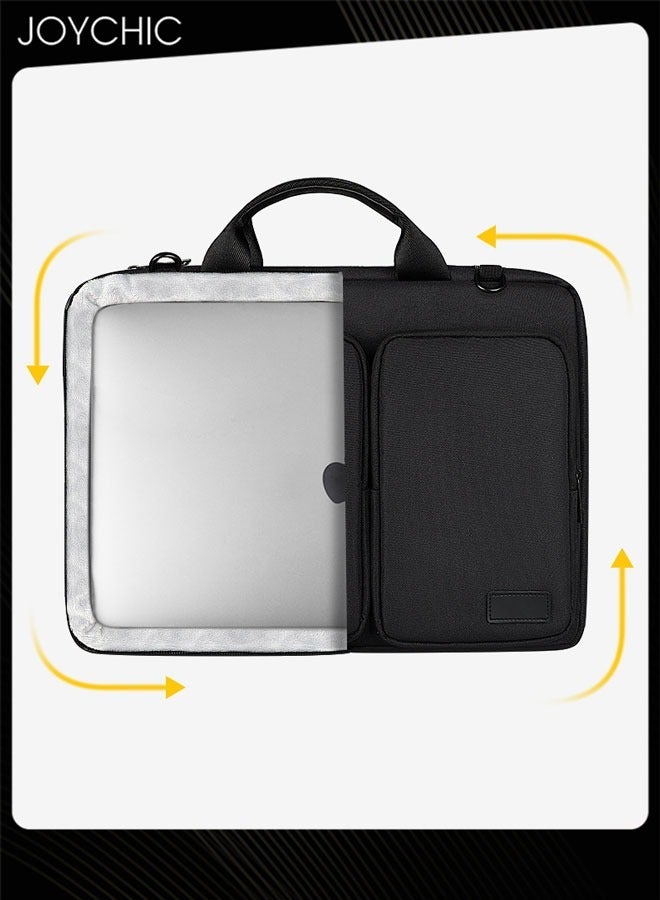 Joychic حقيبة كتف واقية بزاوية 360° لحاسوب لوحي بسعة كبيرة، حقيبة حمل مع جيب أمامي، حقيبة لابتوب عمودية مقاومة للماء تناسب 14.1 بوصة للرجال والنساء للعمل والمدرسة والسفر - Image 4