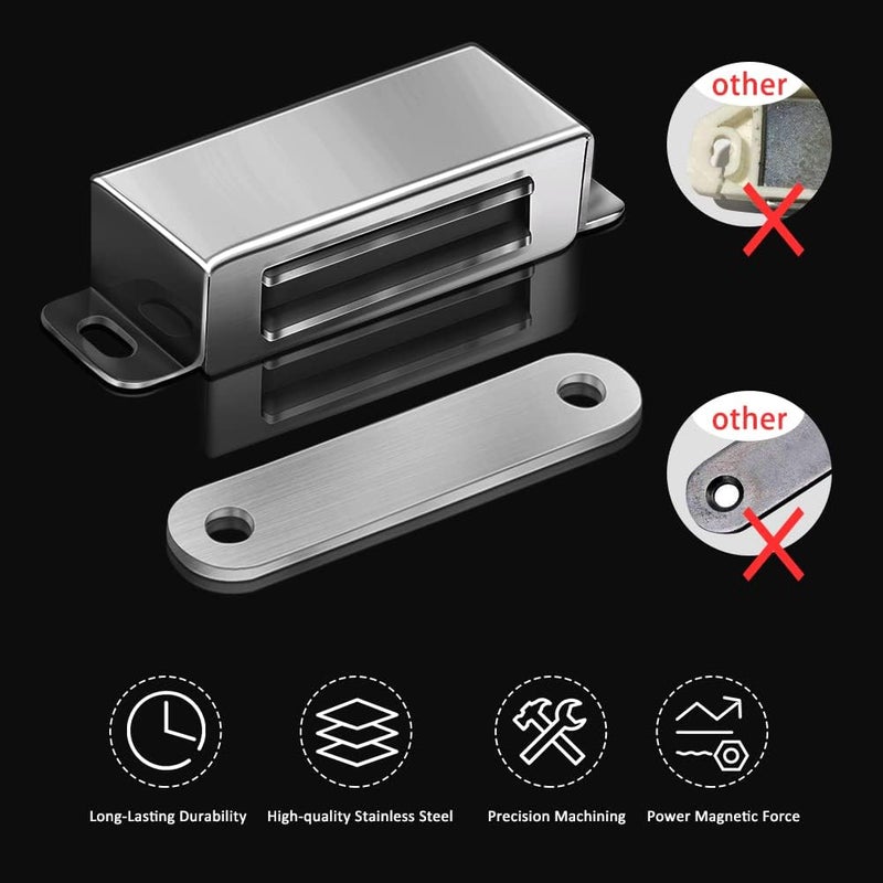 Onarway Magnetic Door Catch 40 lbs Pull Strong Magnet Cabinet Latches Magnetic Hardware Stainless Steel Chrome Door Closer for Bathroom Kitchen Sliding Door Window Cupboard (4 Pack-Strength 20KG) - Image 2