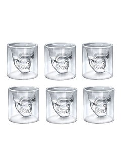Generic 6 pieces Crystal Skull Shaped Shot Glass 75Ml Clear Good For Espresso Coffee Or Saudi Qahwa  - Image 1