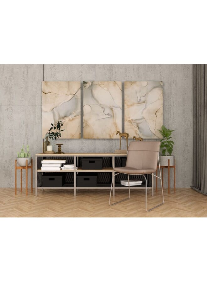 Home Gallery Set Of 3 Of White And Gold Marble Wall With A Gold Stripe - Image 5