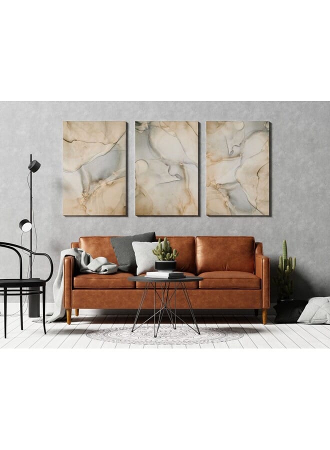 Home Gallery Set Of 3 Of White And Gold Marble Wall With A Gold Stripe - Image 3