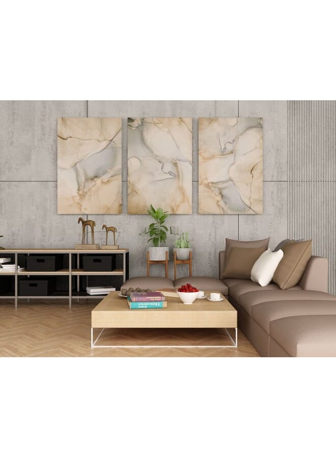 Home Gallery Set Of 3 Of White And Gold Marble Wall With A Gold Stripe - Image 4