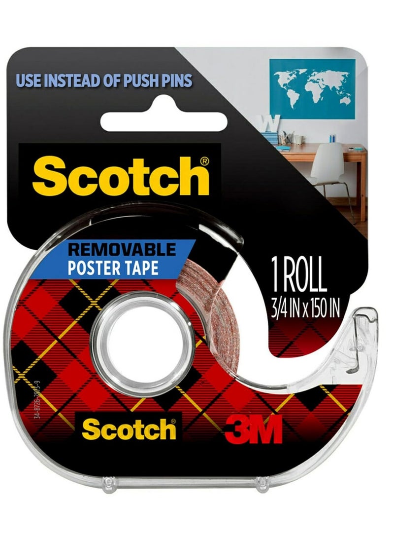 Scotch  - Scotch Removable Poster Tape 3/4 in x 150 in (19mm x 3.8m), 1 Roll/dispenser - Image 1