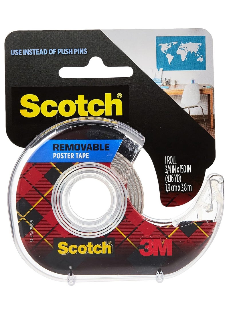 Scotch  - Scotch Removable Poster Tape 3/4 in x 150 in (19mm x 3.8m), 1 Roll/dispenser - Image 1