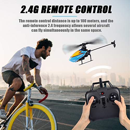 GoolRC طائرة هليكوبتر GoolRC C129 RC للكبار والأطفال، 4 قنوات 2.4Ghz مع جهاز تحكم عن بعد وطائرة بدون دفة مع تثبيت الارتفاع، منصة هبوط وبطاريتين (برتقالي) - Image 3