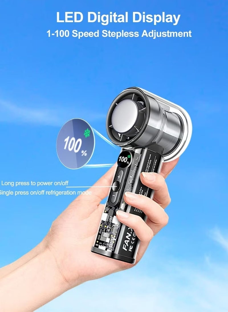 YD Portable Handheld Turbo Fan with Ice Cooling Plate, Digital Display,Rechargeable 3000mAh Battery Operated for Women Men Travel/Work/Home/Outdoor - Image 2
