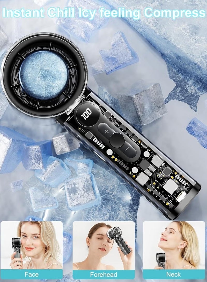 YD Portable Handheld Turbo Fan with Ice Cooling Plate, Digital Display,Rechargeable 3000mAh Battery Operated for Women Men Travel/Work/Home/Outdoor - Image 4