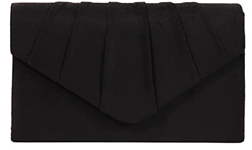 BBjinronjy Clutch Purses for Women Evening Bag Women's with Detachable Chain Wedding Prom Faux Suede (Black-Suede) - Image 1