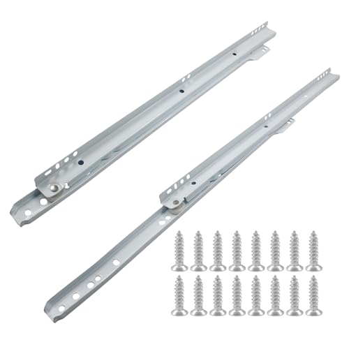 Suiwotin 1 Pair 16 Inch Drawer Slides, White Coated Steel Drawer Track, Removable Bottom Mount Drawer Rails with Smooth Sliding Nylon Wheels - Image 1