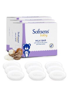 Softsens Baby Moisturizing Milk Soap Bar Enriched With Natural Milk Cream & Shea Butter I Dermatologically Tested & Paraben Free For Baby Skin (9 Soaps X 100G)  - Image 2
