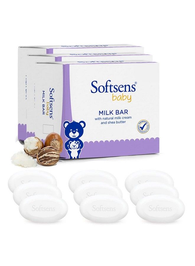 Softsens صابون حليب مرطب للأطفال مدعوم بكريمة الحليب الطبيعية وزبدة الشيا | مختبر جلدياً وخالي من البارابين لبشرة الأطفال (9 صابون × 100 جرام) - Image 2