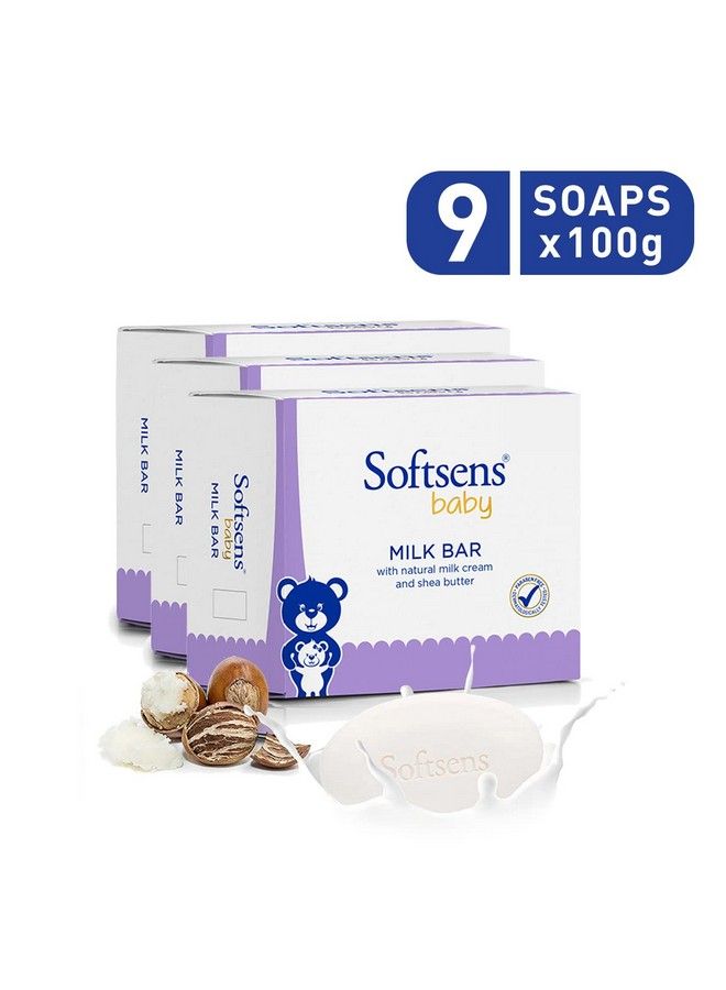 Softsens صابون حليب مرطب للأطفال مدعوم بكريمة الحليب الطبيعية وزبدة الشيا | مختبر جلدياً وخالي من البارابين لبشرة الأطفال (9 صابون × 100 جرام) - Image 3