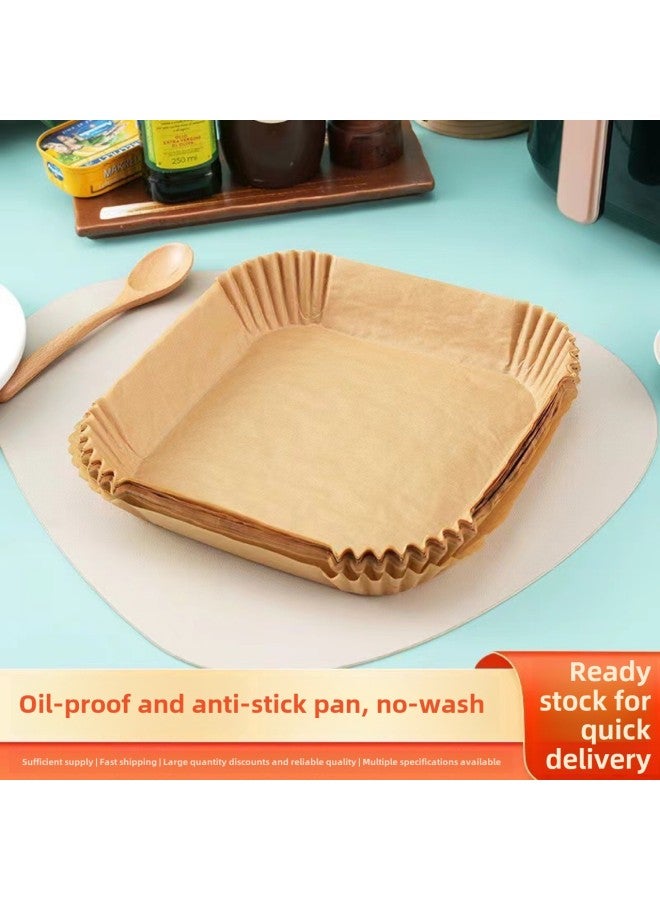 Air Fryer Special Paper Tray Household High Temperature Resistant Oil Absorbing Paper Pad Food Grade Special Paper Round Square Baking Paper-Specification:Square  Small Size  - Image 4