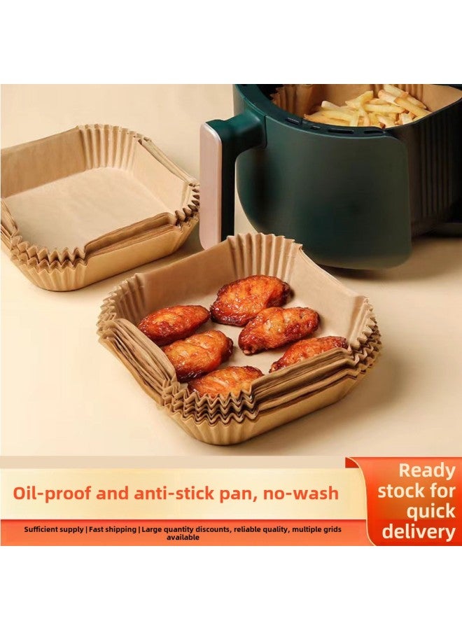 Air Fryer Special Paper Tray Household High Temperature Resistant Oil Absorbing Paper Pad Food Grade Special Paper Round Square Baking Paper-Specification:Square  Small Size  - Image 2