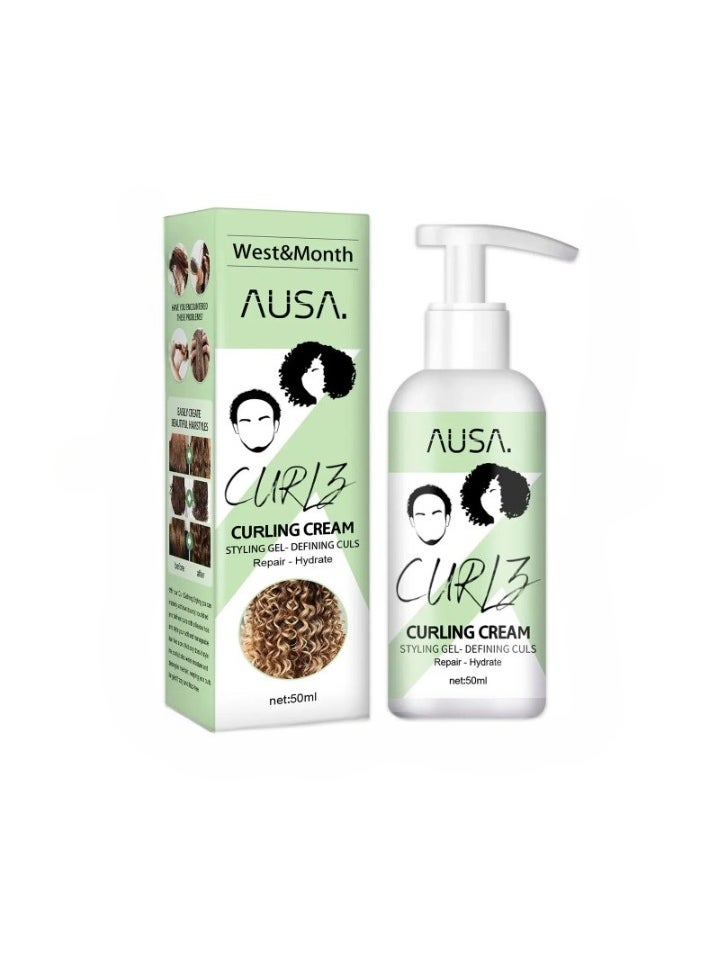 West&Month - Curl Boost Defining Cream, Curly Hair Moisturizing Styling Cream, Smooth Hair Styling Conditioning Cream, Anti Frizz Long Lasting Bouncy Resilient Enhancer Cream, (50ml) - Image 1