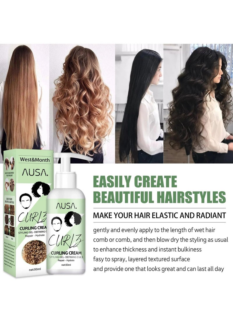 West&Month - Curl Boost Defining Cream, Curly Hair Moisturizing Styling Cream, Smooth Hair Styling Conditioning Cream, Anti Frizz Long Lasting Bouncy Resilient Enhancer Cream, (50ml) - Image 1