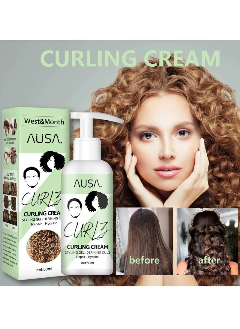West&Month - Curl Boost Defining Cream, Curly Hair Moisturizing Styling Cream, Smooth Hair Styling Conditioning Cream, Anti Frizz Long Lasting Bouncy Resilient Enhancer Cream, (50ml) - Image 1