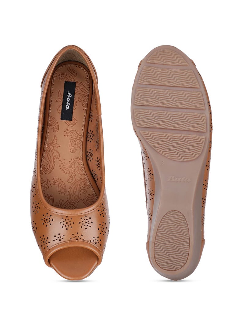 Bata Sarina Peeptoe Women's Brown Ballerina - 6 UK (6514941) - Image 4