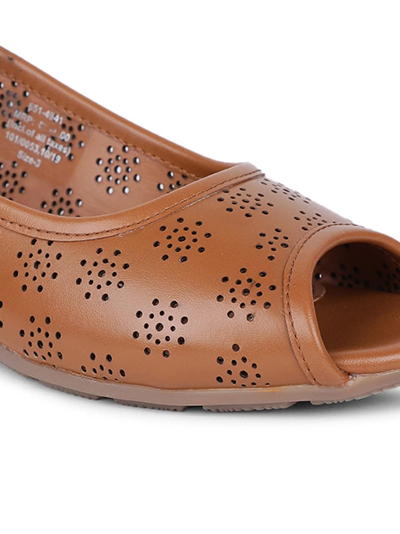 Bata Sarina Peeptoe Women's Brown Ballerina - 6 UK (6514941) - Image 5