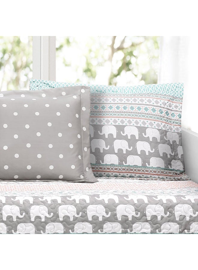 Lush Decor Pink-and-Turquoise Elephant Striped 6-Piece Daybed Cover Bed Set - Image 2