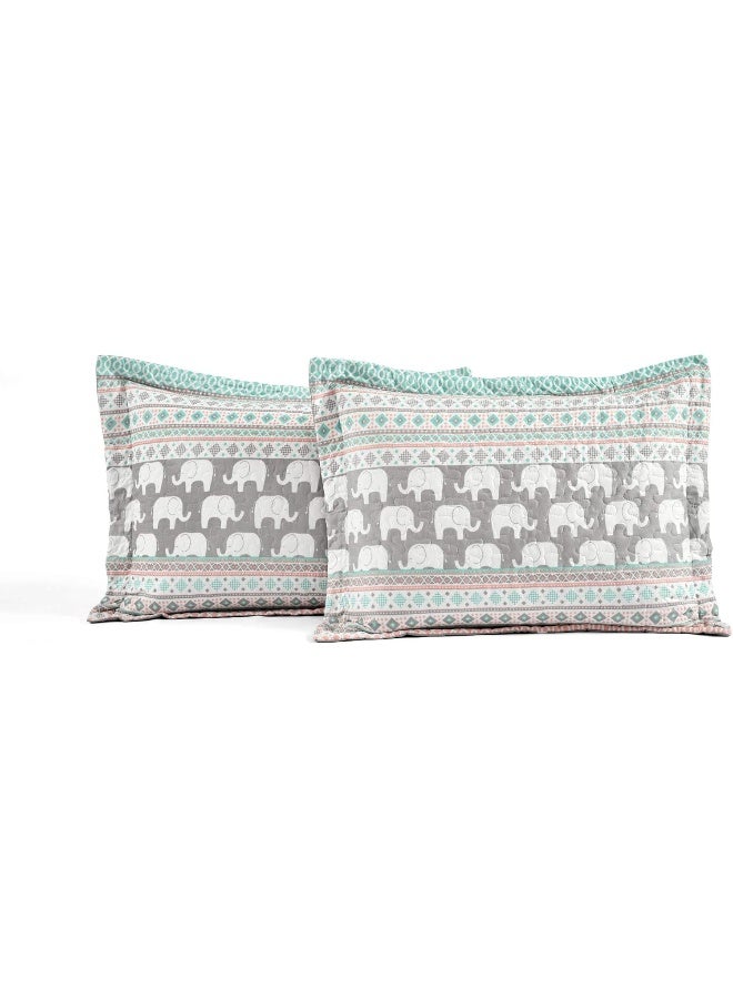 Lush Decor Pink-and-Turquoise Elephant Striped 6-Piece Daybed Cover Bed Set - Image 4