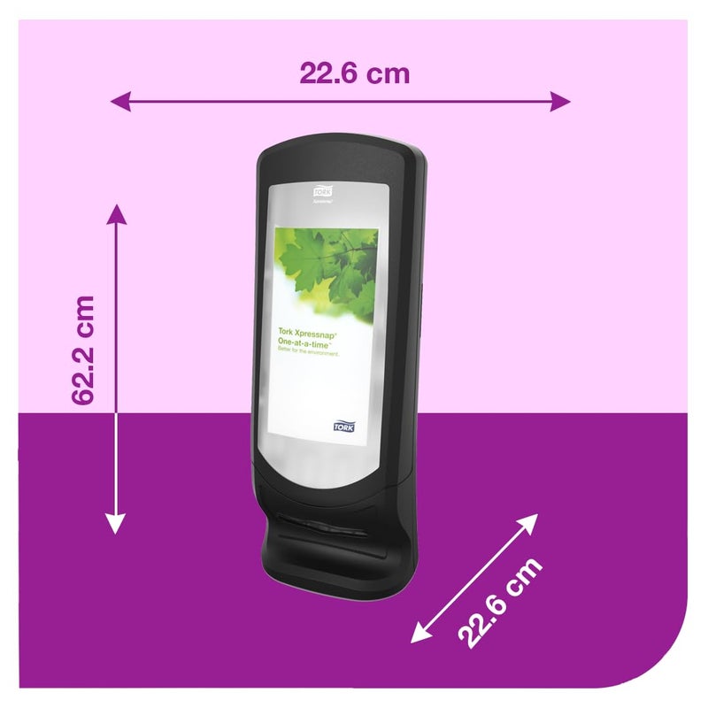 Tork Xpressnap® Stand Napkin Dispenser Black N4, Upright Design, Signature Range, 24.5" x 9.25" x 9.25", 6332000 - Image 3