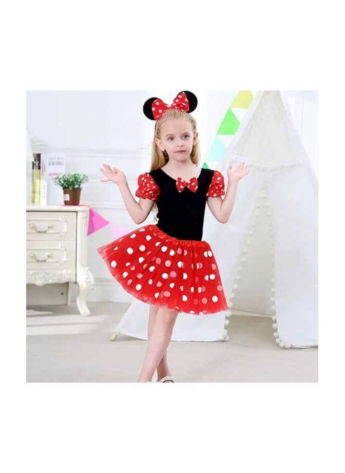 🎀 Minnie Mouse Costume Dress for Girls – Polka Dot Fancy Dress – Available in Sizes S, M, L (Ages 1–7 Years)  - Image 1