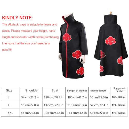 PATPAT Itachi Uchiha Anime Cosplay Costume For Women Men 4Pcs Set, Akatsuki Cloak Itachi Cosplay Long Robe For Adults Teens With Headband, Necklace & Ring For Halloween (Size L), Black - Image 2