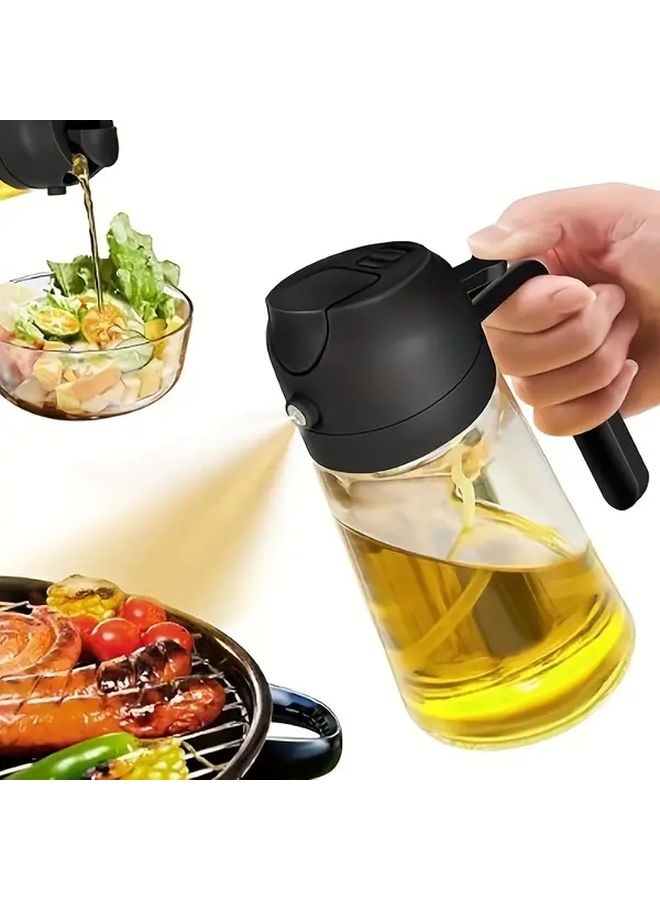 2 In 1 Oil Spray Bottle And Pourer With Precise Control Black Kitchen Dispenser - Image 2