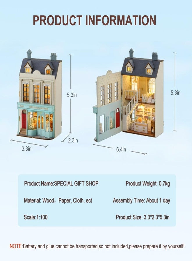 CUTEROOM DIY Miniature House Kit, Wooden Dollhouse Kit Mini House Making Kit with Furnitures, DIY Dollhouse Kit Birthday Gift for Women and Girls (Gift Shop) - Image 5
