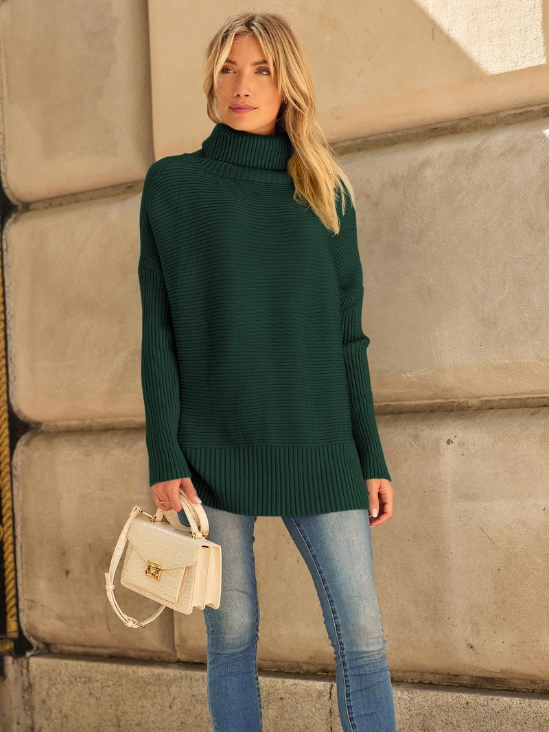 LILLUSORY Womens Turtleneck Oversized Tunic Early Fall Fashion Must Have Sweaters 2025 Casual Long Pullover Plus Size Winter Cute Poncho Cozy Work Old Money Clothes Outfits Clothing Tops Leggings - Image 2
