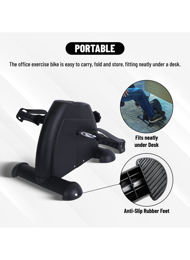 بلا نهاية جهاز تمرين دواسة محمول مع شاشة رقمية | أسود | المادة: سبائك فولاذية | جهاز تمرين دواسة دراجة تحت المكتب | دراجة قدم | جهاز تمرين الذراعين والساقين | للرجال والنساء - Image 5